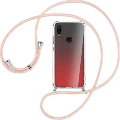 Produktbild von Handykette Backcover-Schutzhülle mit Band (Metall silberfarben) für Xiaomi Redmi 7 - rose peach