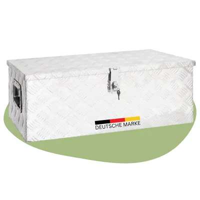 Produktbild von DELUKE® Aluminiumbox mit Deckel - Abschließbar | Alubox Deichselbox Alu Anhängerbox Werkzeugkiste Metall Transportbox Metallkiste, 80x39x30cm Silber