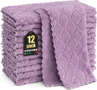 Produktbild von Mikrofaser Reinigungstücher 12 Stück Waschbar 25x25cm Lila