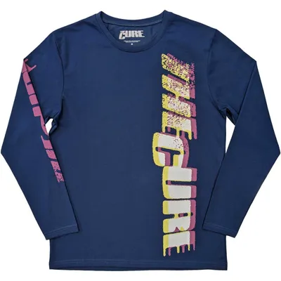 Produktbild von The Cure Glitched Logo Sleeve Print T-Shirt mit langen Ärmeln Denim Blue M