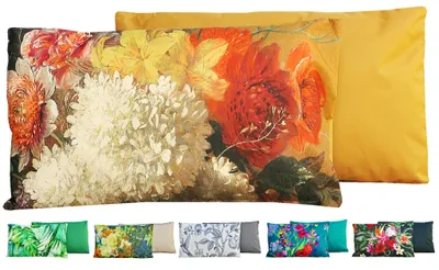 Produktbild von JACK Outdoor Lounge Kissen 30x50cm Motiv Dekokissen inkl. Füllung Wasserfest Sitzkissen Garten Stuhl, Farbe:Wildblumen