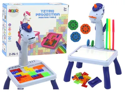 Produktbild von Leantoys Mini Projektor Stolik Tetris 2w1 Jednoro?ec Niebieski
