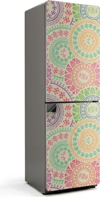 Produktbild von Ethnische Bezirksmuster – Magnetische Kühlschrank Abdeckung – Dekorfolie magnetisch Küche – Kühlschrank Magnet Deko – selbstklebende Magnettafel – Magnetfolie für Kühlschranktür – 60x190 cm