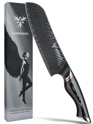 Immagine prodotto di Coltello Santoku in acciaio damasco, lama da 18 cm, impugnatura ergonomica, coltello da cucina per cucinare