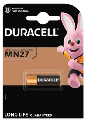 Produktbild von Duracell MN27, LR27 A Alkaline Batterie, 12 Volt, Abmessungen 28,8 x 8 mm
