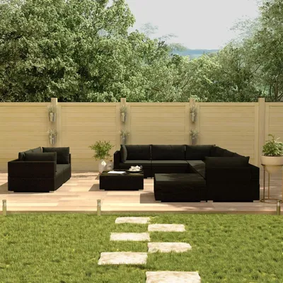 Image de Set de jardin Lounge avec coussins Poly Rattan Salon de jardin Outdoor