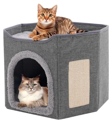 Produktbild von Faltbares Katzenhaus mit Kratzbrett für große Katzen