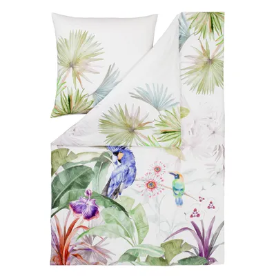 Produktbild von Estella Mako-Satin Bettwäsche 155x220 Jungle Dschungel Blätter Vögel 4744-985