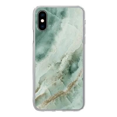 Produktbild von MuchoWow® Handyhülle Schutzhülle Hülle für iPhone X Naturstein - Grün - Chic Silikon Softcase Handy Hülle - Handyhülle