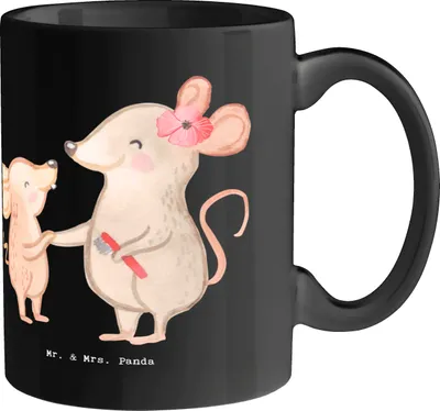 Produktbild von Mr. & Mrs. Panda Becher Superheldin Erzieherin - Schwarz - Geschenk, Dank an Erzieherinnen, Superkräfte, schöne tasse, Berufsliebe, Pott, Berufe, Berufsgestaltung, Lernen