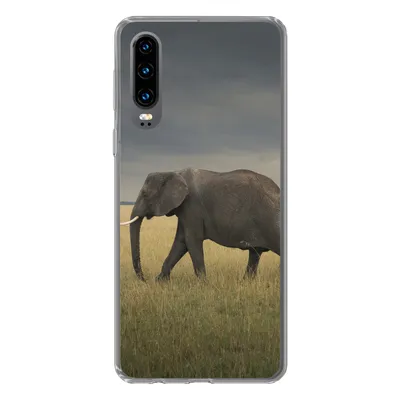 Produktbild von MuchoWow® Handyhülle Schutzhülle Hülle für Huawei P30 Elefant - Savanne - Tiere - Natur Silikon Softcase Handy Hülle - Kartenbesitzer