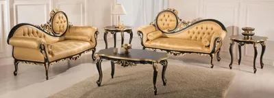 Image de Casa Padrino Luxe Baroque Salon Set Or / Noir - 2 canapés & 1 table basse & 2 tables d'appoint - Meubles de salon de style baroque - Meubles baroques nobles