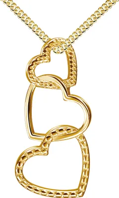 Produktbild von 3-Herzen Anhänger 333 Gelbgold 8 Karat / 8K Gold für Damen Mit Kette 925 Silber vergoldet 36 cm