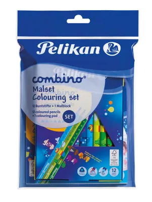Obrázek produktu pro Pelikan Ausmal-Set Combino, Block + 12 Buntstifte