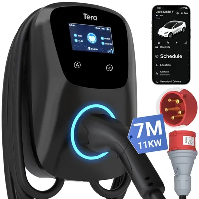 Zdjęcie produktu dla Kabel do ładowania samochodu elektrycznego - 11 kW - wtyk typu 2 - 7 metrów - czarny - odporny na warunki atmosferyczne