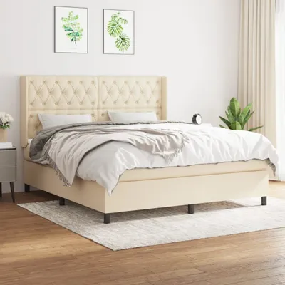 Produktbild von The Living Store Boxspringbett mit Matratze Creme 160x200 cm Stoff