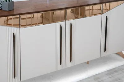 Produktbild von Sideboard Anrichte Kommode Schrank Beige Holz Holzschrank Esszimmer