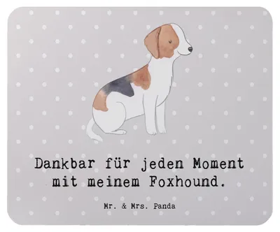 Produktbild von Mr. & Mrs. Panda Mauspad Foxhound Moment - Grau Pastell - Geschenk, pc mousepad, laptop, Mouse Pad, computer, Laufhund, Jagdhund