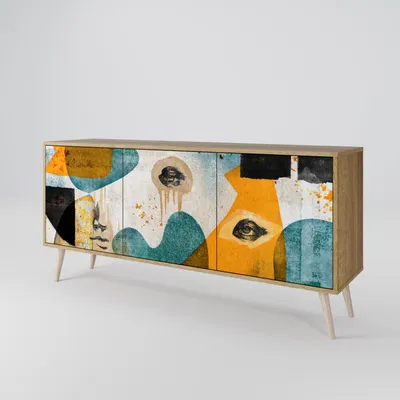 Immagine prodotto di Spacerebels cassettiera a 3 ante - credenza cassettiera - credenza alta - mobile armadio - soggiorno camera da letto - 57,5×164,5×42 (HxLxP)