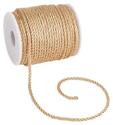 Geflochtenes Kordel, 32 m, 3 mm, gold, Polyester, DIY