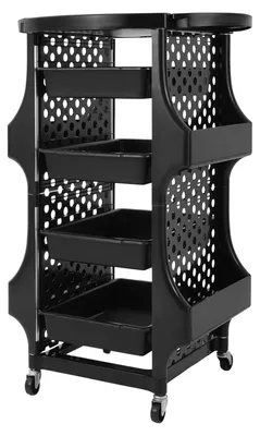Image de Chariot de rangement pour salon, 5 niveaux, durable et mobile, noir