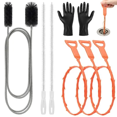 Produktbild von Abflussbürste 8 Stück, Doppelkopf Rohrreinigungsbürste 45cm/155cm flexibel