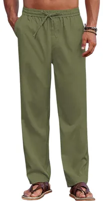Produktbild von Herren Strandhose Casual Leicht Figurbetont Elegant Grün M