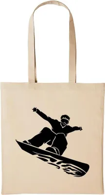 Produktbild von Huuraa Baumwollbeutel Snowboard Geschenk Einkaufstasche Natural 10 Liter Baumwolle Snowboard Accessoire