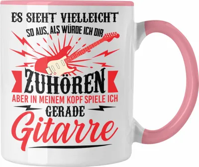 Produktbild von Trendation - Gitarrist Geschenk Gitarre Tasse mit Spruch - Kaffeetasse für Gitarrenspieler Geschenkidee (Rosa)