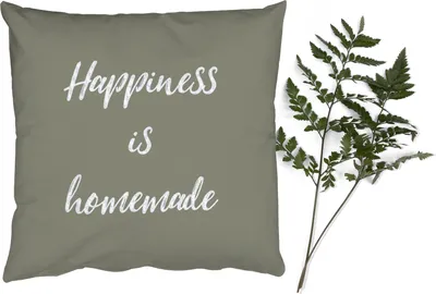 Produktbild von MuchoWow® Zierkissen Sofakissen Wohnzimmer Dekokissen 40x40 cm Zitate - Das Glück ist hausgemacht - Sprichwörter - Glück - Foto Kissen - Schlafzimmer Dekoration