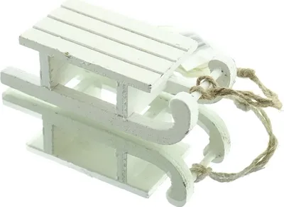 Produktbild von Weihnachtsanhänger Schlitten Weiß 11 cm - Holz