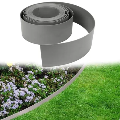 Produktbild von Grauer Kunststoff-Rasenrand, 20 Meter lang, für Blumenbeete
