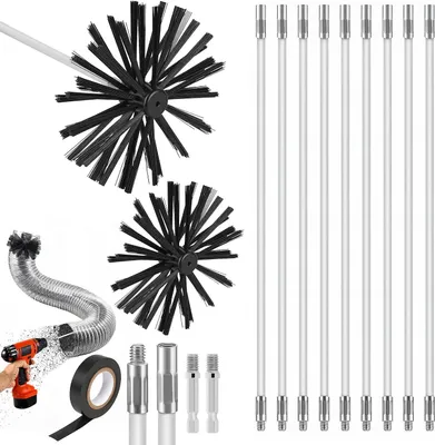 Productafbeelding van Schoorsteenborstel Set - Kachelpijp Reiniger - Schoorsteen Onderhoud - Flexibele Nylon Stangen - 15 cm Diameter - Nylon