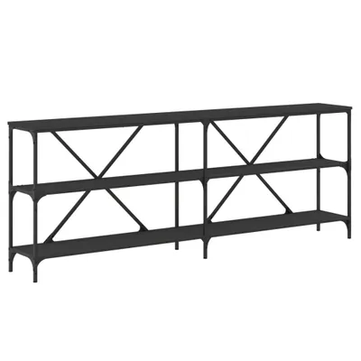 Immagine prodotto di vidaXL Tavolo consolle nero 200x30x75 cm in legno e ferro