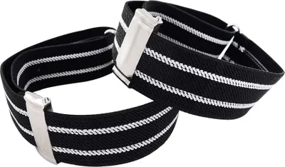 Produktbild von axy® 1 Paar Herren Hemd Ärmelhalter - Hülsenhalter - Ärmelband - elastisch und größenverstellbar-Schwarz mit 2 weiß Streifen
