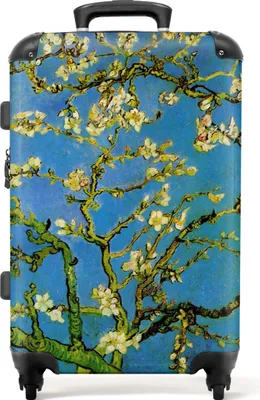 Produktbild von NoBoringSuitcases.com Hartschalen Koffer Mittelgroß 67x43x25 cm, 72L, Drucke für Frauen: Blau - van Gogh - Mandelblüte, Reisekoffer mit 4 Rollen