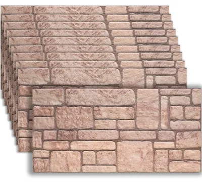 Produktbild von tectake® 3D Wandpaneele, Steinoptik, 100x50cm, Stärke 2cm, 10er Set, Abdeckungsfläche 5m², Naturstein sandbeige