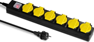 Produktbild von TROTEC Steckdosenleiste mit selbstschließender Schutzklappe PVP6 Mehrfachstecker Multistecker Maximalleistung von 3.500 Watt Langes 2 m Kabel
