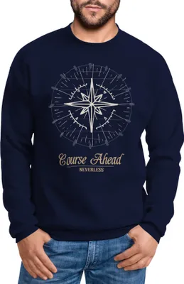 Produktbild von Herren Sweatshirt Pullover Kompass Windrose Navigator Segeln Rundhalspullover Neverless® navy XS