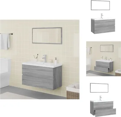 Immagine prodotto di vidaXL Set di mobili da bagno grigio Sonoma in legno - Set di mobili da bagno