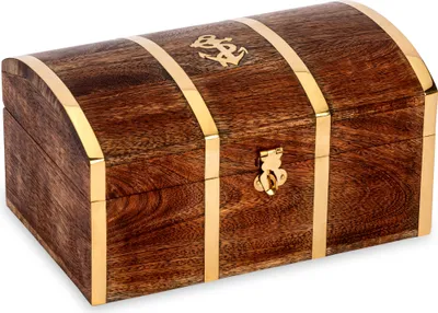 Produktbild von NKlaus Maritimes Schatztruhe Echtholz und Messing 22 x 14cm Schatzkiste Schatzbox 14623