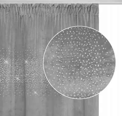 Produktbild von Grauer Veloursvorhang Mit Kristallen 140X270 Glänzend Auf Band