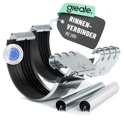 Produktbild von greate 2x Dachrinnen Verbinder verzinkt inkl. Wulstverbinder - Dachrinnenverbinder für 280 Regenrinne - Rinnenverbinder