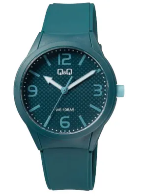 Produktbild von Q&Q Herrenuhr mit Silikonarmband, 10 ATM, petrolfarben