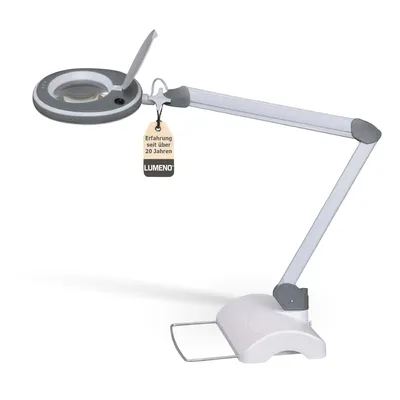 Produktbild von Lumeno LED Lupenleuchte Serie 8213/8215 mit regulierbarer Helligkeit, Grau Größe: 5 mit Tischstativ