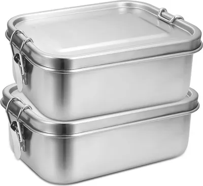 Immagine prodotto di Yakimz Lunchbox Lunchbox in acciaio inox a prova di perdite, divisorio rimovibile, scatole per il pranzo facili da pulire, bento box robuste e senza plastica, 2x 800ml