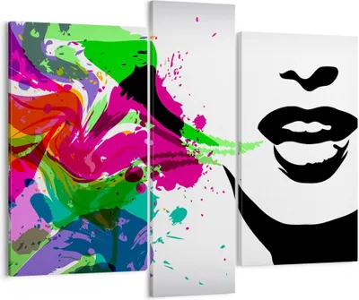 Produktbild von Bild auf Leinwand - Leinwandbild - Frau Gesicht Lippen Make-up - 95x80cm - Wand Bild - Wanddeko - Leinwanddruck - Bilder - Kunstdruck - Wanddekoration - Leinwand bilder - Wandkunst - CB95x80-2634