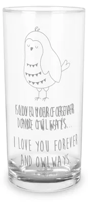 Produktbild von Mr. & Mrs. Panda Cocktailglas Eule Zufrieden 400 ml - Transparent - Geschenk, Tumbler, Glas, Wasserglas, Longdrinkglas, Owl, Liebesspruch, Wortspiel, Liebe Spruch