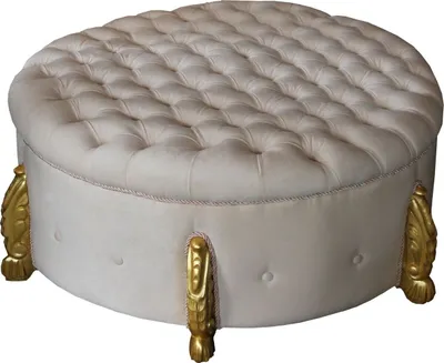 Produktbild von Casa Padrino riesiger Barock Rundhocker in Creme/Gold Durchmesser 107 cm - Luxus Hotel Möbel - Limited Edition