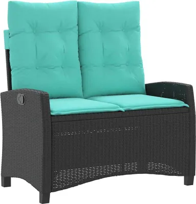 Produktbild von vidaXL Gartenbank Verstellbar mit Kissen Schwarz Poly Rattan